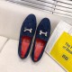 Hermes Royal Loafers In Blue Suede Leather