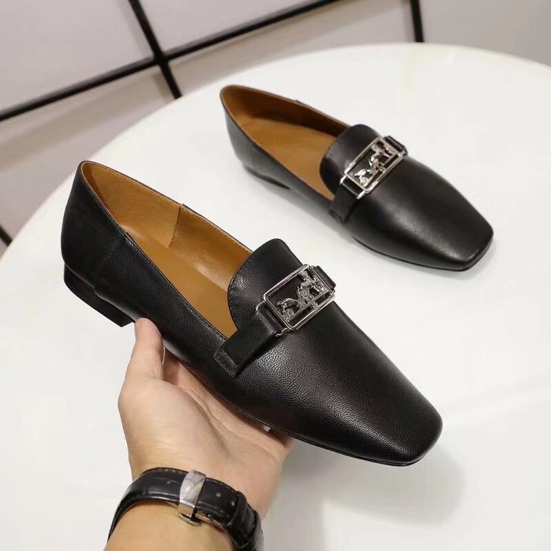 Hermes Time Loafers In Black Goatskin