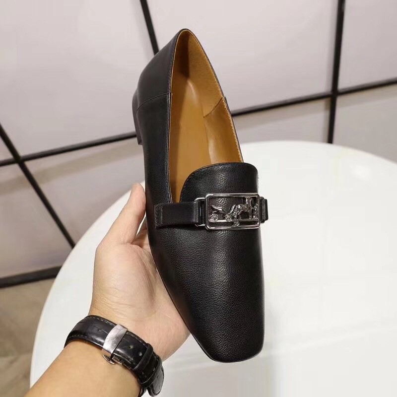 Hermes Time Loafers In Black Goatskin