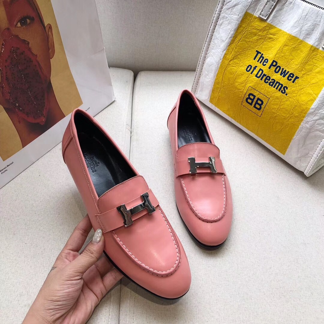 Hermes Paris Loafers In Pink Goatskin