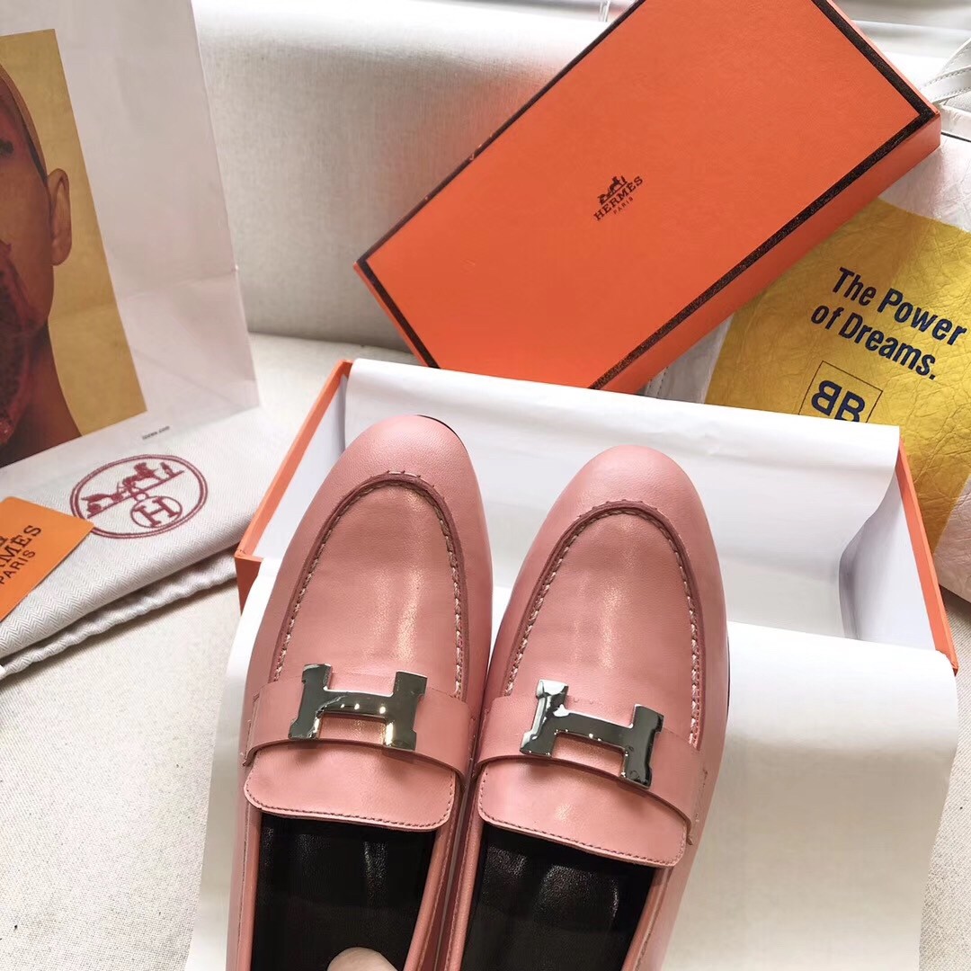 Hermes Paris Loafers In Pink Goatskin