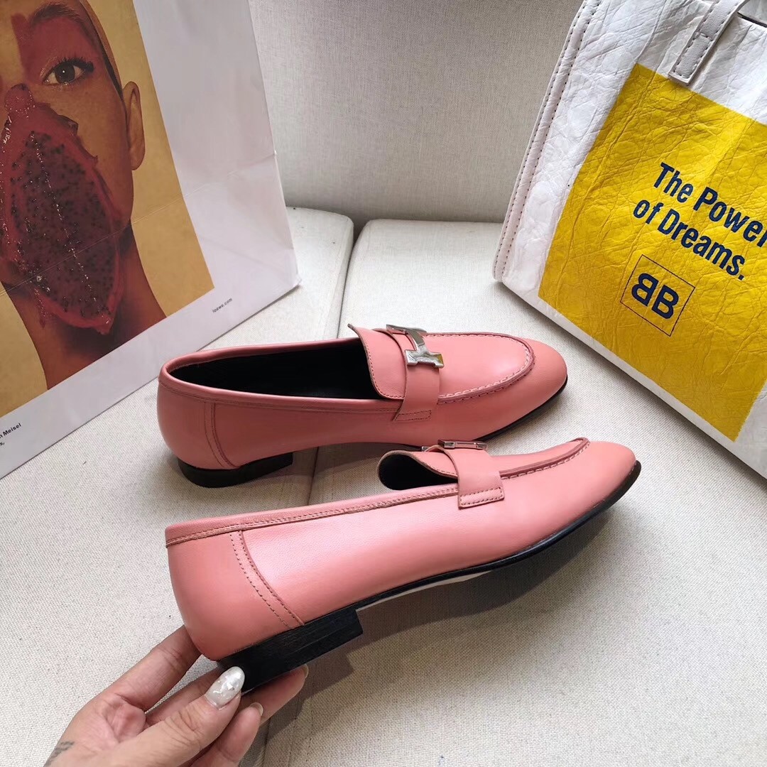 Hermes Paris Loafers In Pink Goatskin