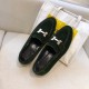 Hermes Paris Loafers In Dark Green Velvet