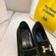 Hermes Paris Loafers In Dark Green Velvet