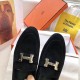 Hermes Paris Loafers In Black Velvet