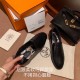 Hermes Ancora Loafers In Black Goatskin