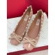 Valentino Rockstud Ballerina In Rose Cannelle Patent Leather