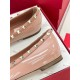 Valentino Rockstud Ballerina In Rose Cannelle Patent Leather