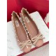 Valentino Rockstud Ballerina In Rose Cannelle Patent Leather