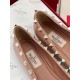 Valentino Rockstud Ballerina In Rose Cannelle Patent Leather