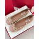 Valentino Rockstud Ballerina In Rose Cannelle Patent Leather