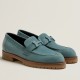 Hermes Women's Faubourg Loafers in Blue Suede Leather