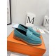 Hermes Women's Faubourg Loafers in Blue Suede Leather