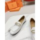 Hermes Women's Colette Loafers in White Leather