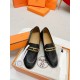 Hermes Women's Colette Loafers in Black Leather