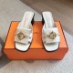 Hermes Women's Ilot 50 Sandals in White Leather