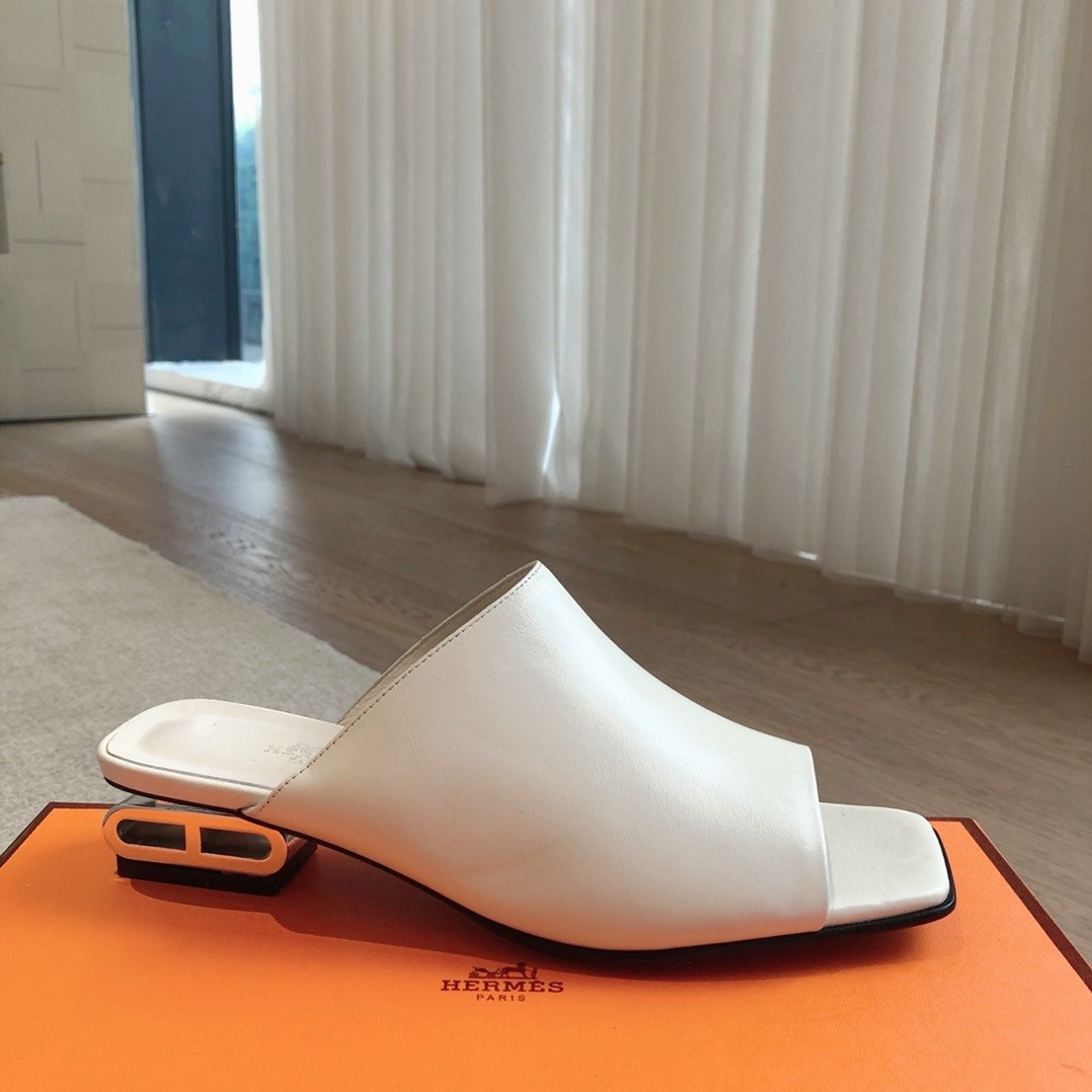 Hermes Women's Idole Sandals in White Leather