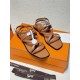 Hermes June Sandals in Brown Leather