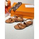 Hermes June Sandals in Brown Leather