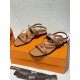 Hermes June Sandals in Brown Leather