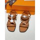 Hermes June Sandals in Brown Leather