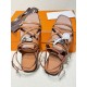 Hermes June Sandals in Brown Leather