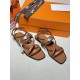 Hermes June Sandals in Brown Leather