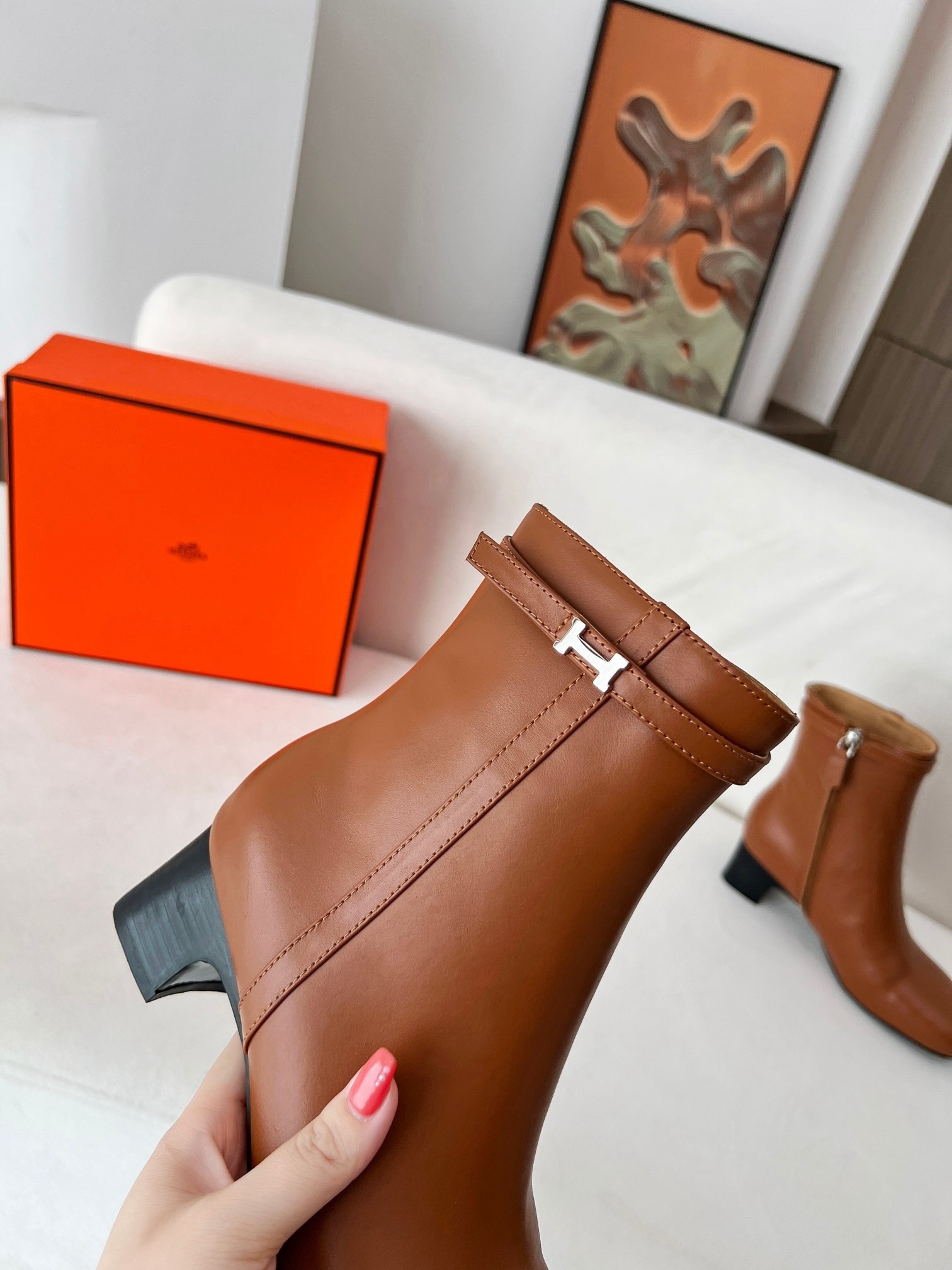 Hermes Imperial 50 Ankle Boots in Brown Calfskin