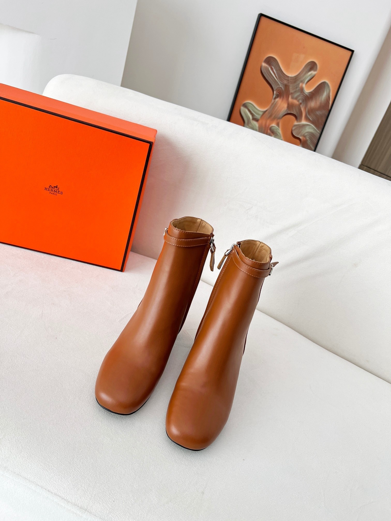 Hermes Imperial 50 Ankle Boots in Brown Calfskin