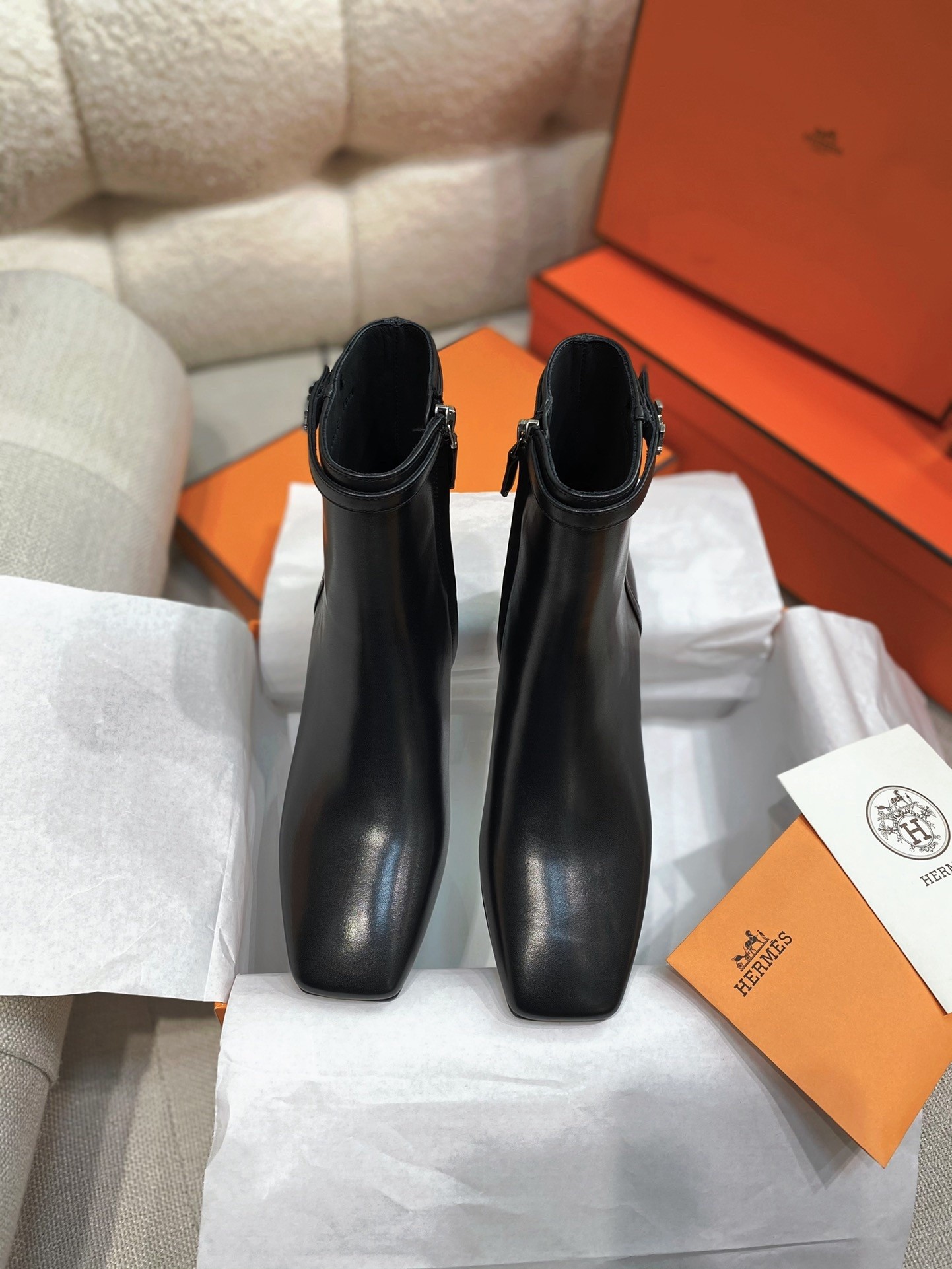 Hermes Imperial 50 Ankle Boots in Black Calfskin