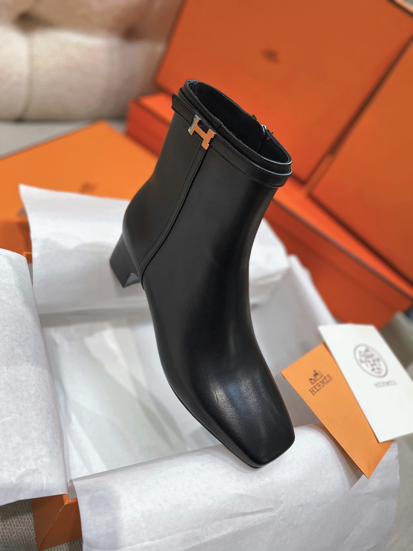 Hermes Imperial 50 Ankle Boots in Black Calfskin