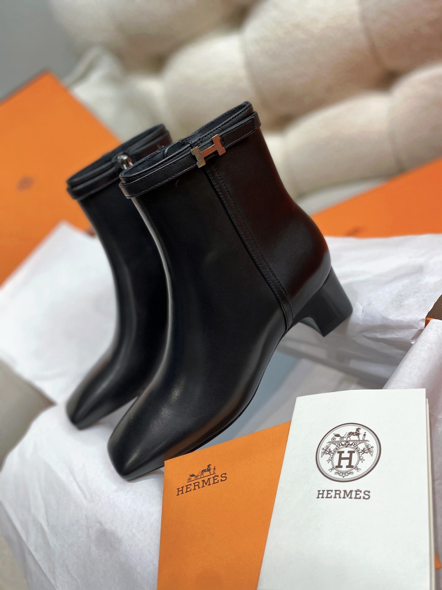 Hermes Imperial 50 Ankle Boots in Black Calfskin