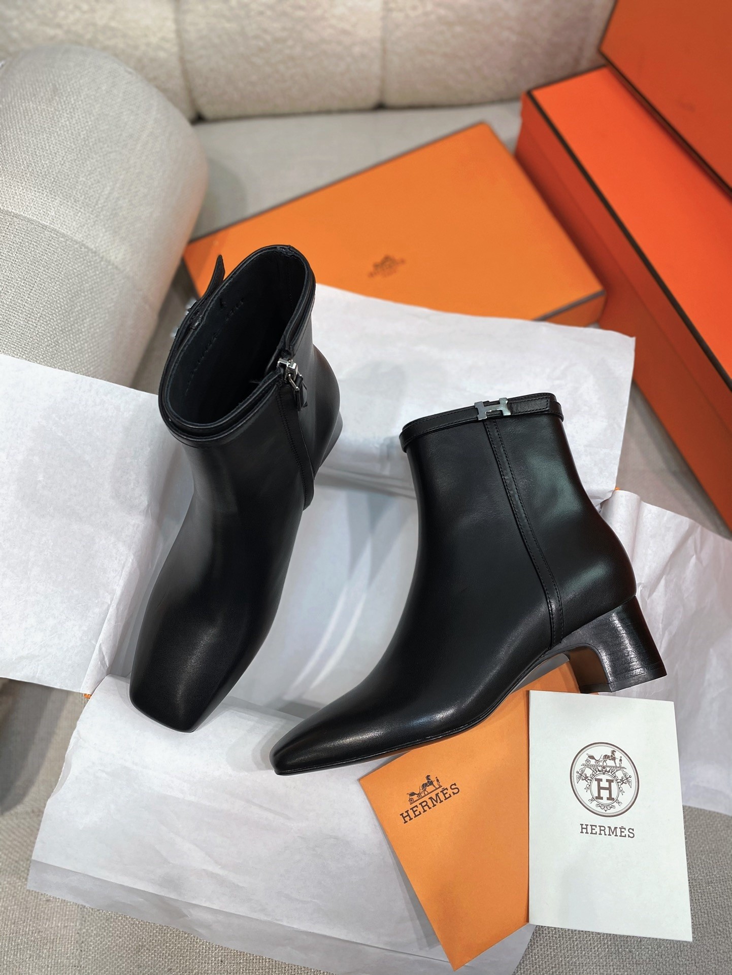 Hermes Imperial 50 Ankle Boots in Black Calfskin