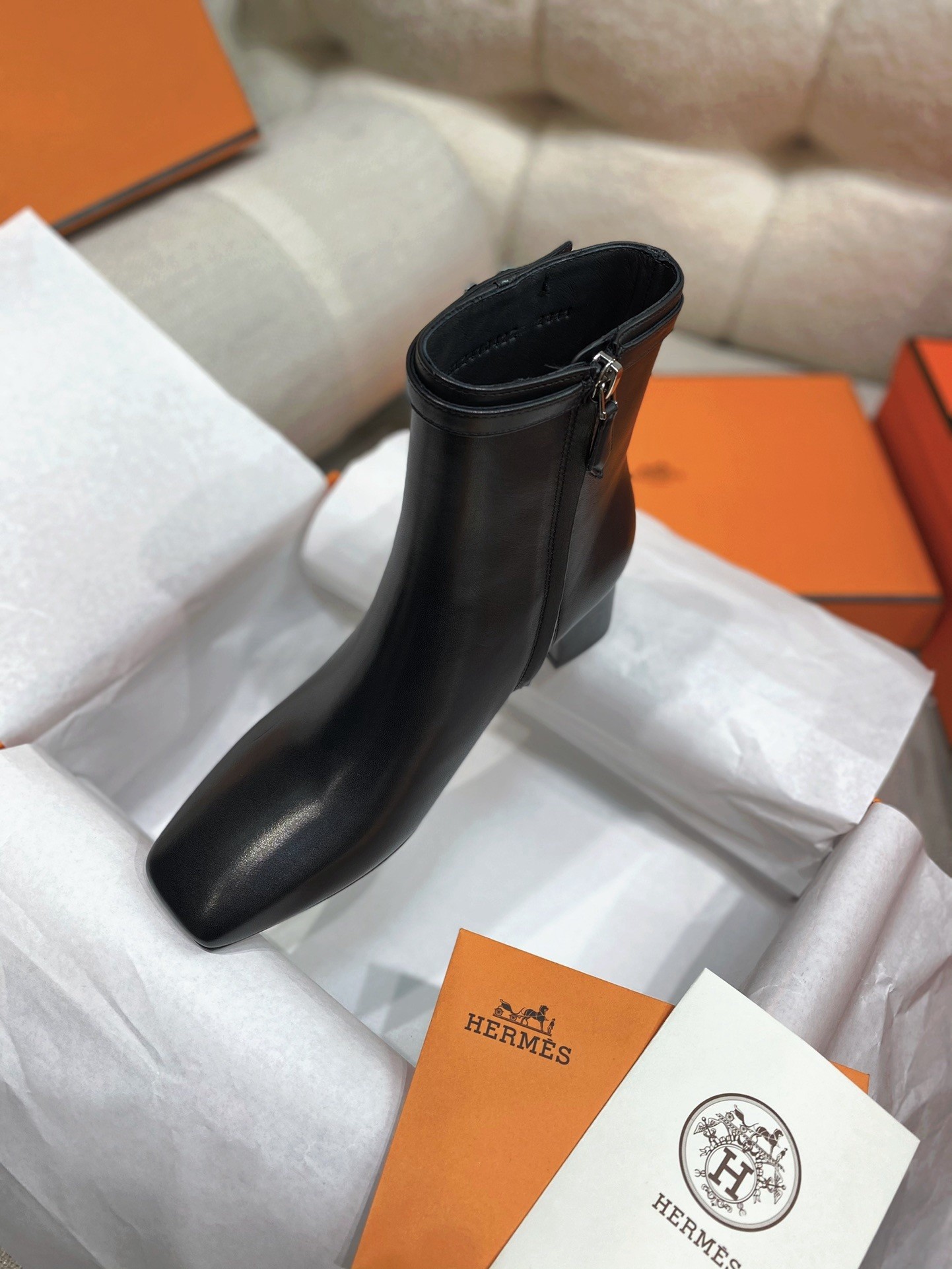 Hermes Imperial 50 Ankle Boots in Black Calfskin