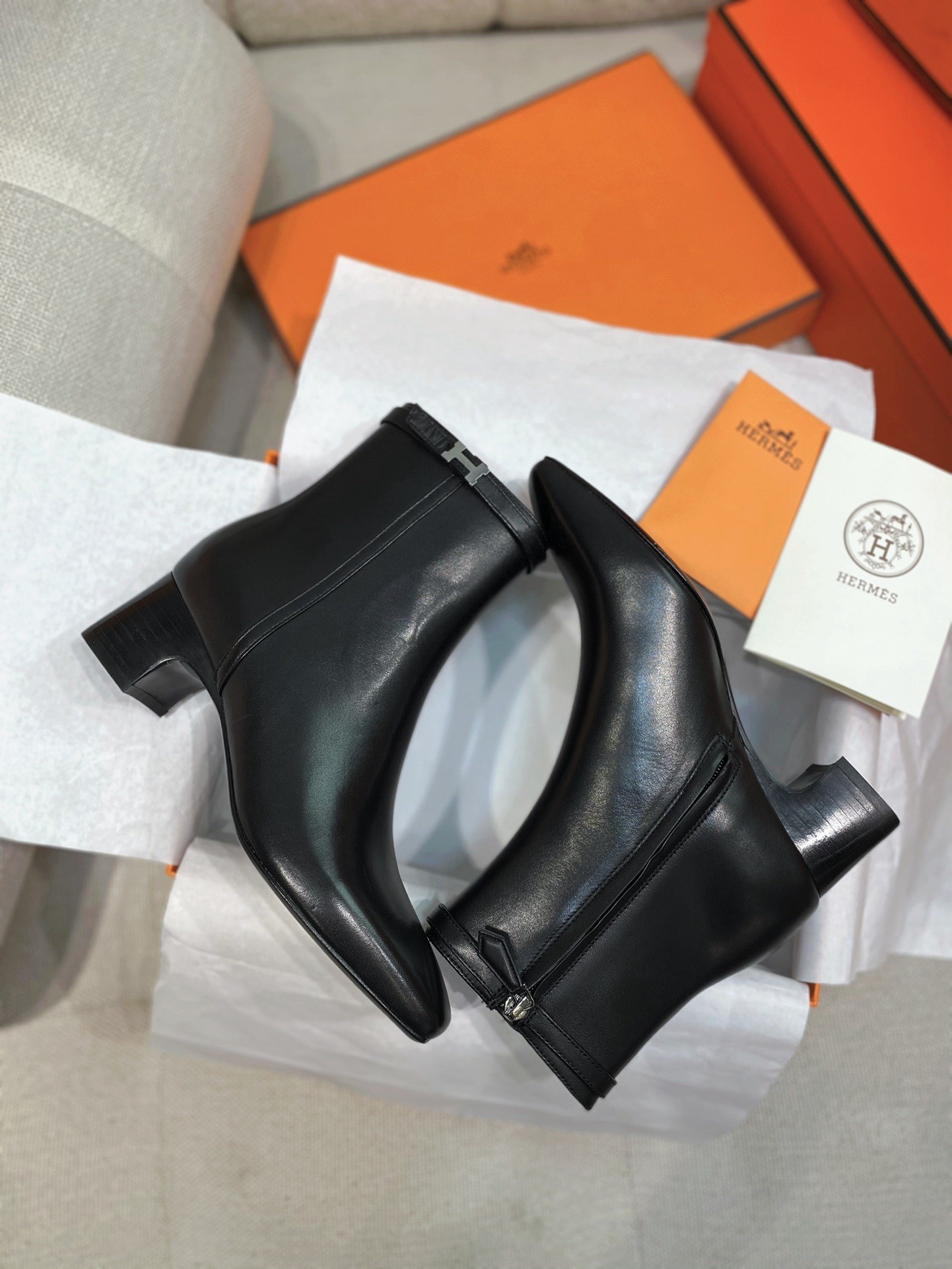 Hermes Imperial 50 Ankle Boots in Black Calfskin