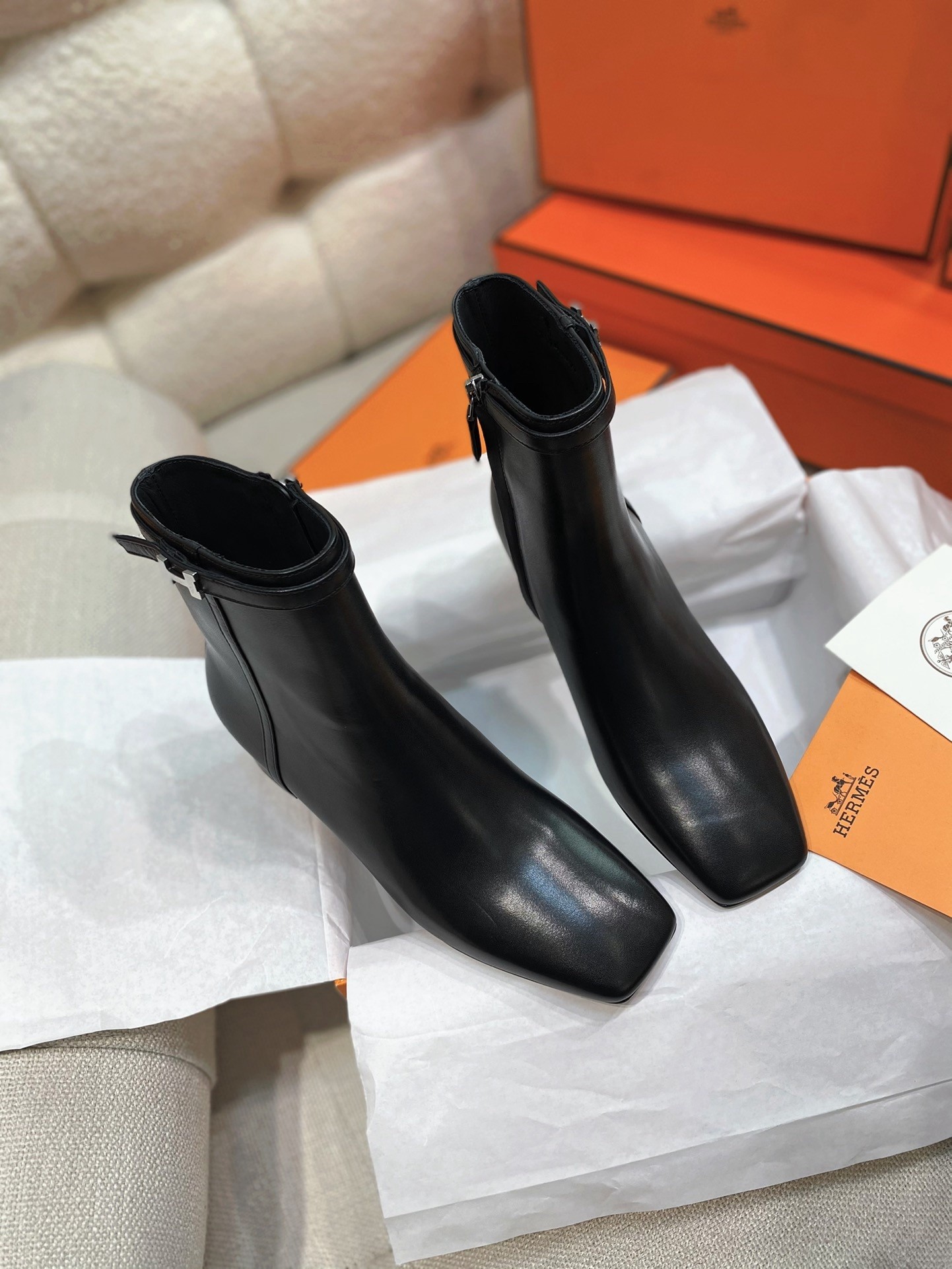 Hermes Imperial 50 Ankle Boots in Black Calfskin