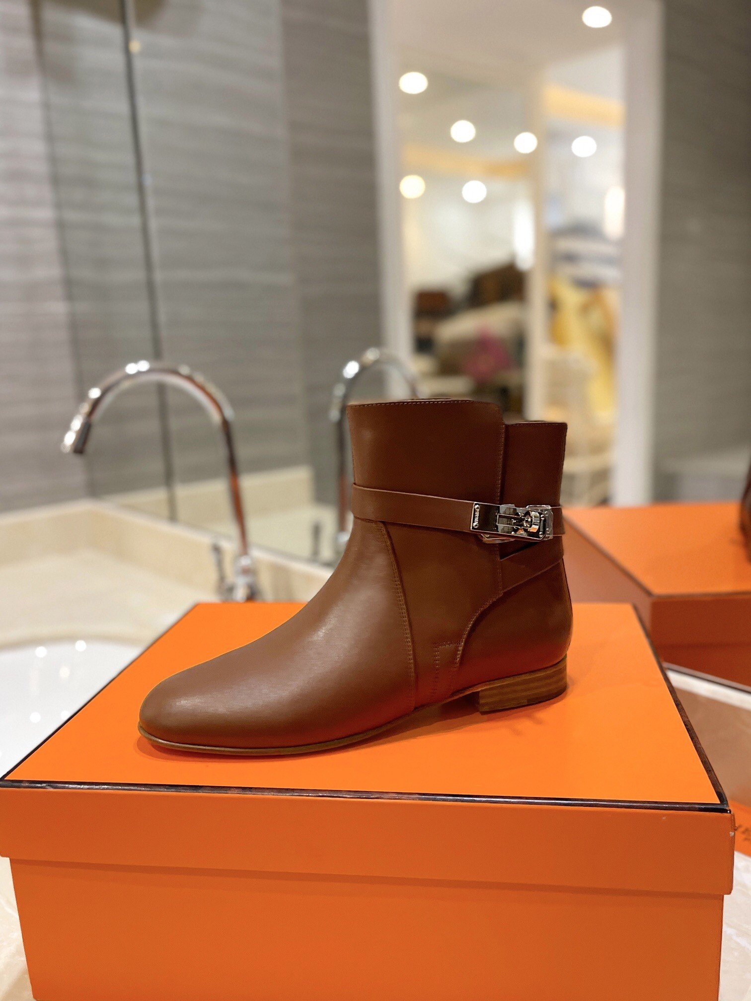 Hermes Neo Ankle Boots in Brown Calfskin