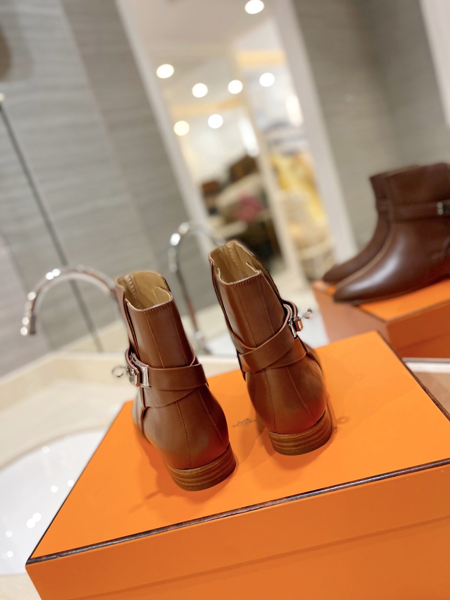 Hermes Neo Ankle Boots in Brown Calfskin