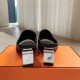 Hermes Women's Iconique 60 Sandals in Black Leather