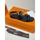 Hermes June Sandals in Black Leather