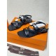 Hermes June Sandals in Black Leather