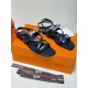 Hermes June Sandals in Black Leather