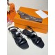 Hermes June Sandals in Black Leather