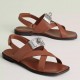 Hermes Women's Ines Sandals in Brown Leather