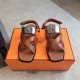 Hermes Women's Ines Sandals in Brown Leather