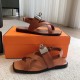 Hermes Women's Ines Sandals in Brown Leather