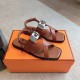 Hermes Women's Ines Sandals in Brown Leather