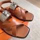 Hermes Women's Ines Sandals in Brown Leather