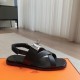 Hermes Women's Ines Sandals in Black Leather