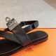 Hermes Women's Ines Sandals in Black Leather